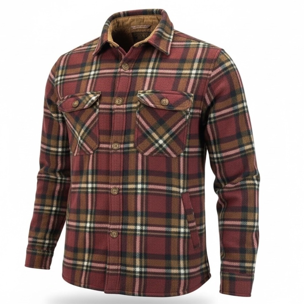 SRK Sunrise Kingdom Mens L Flannel Sherpa Lined Button Up Shirt Jacket